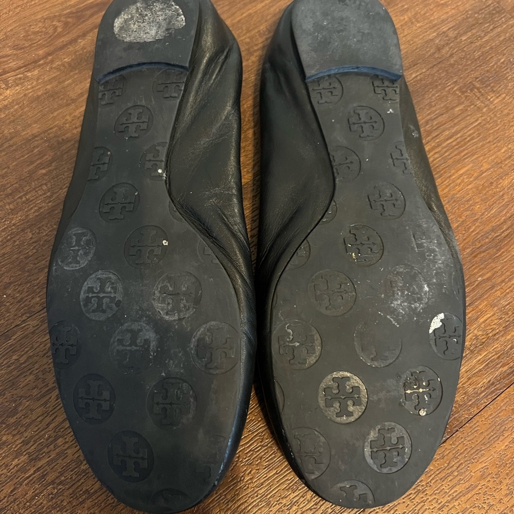 Tory Burch Black Leather Flats - Picture 3 of 4
